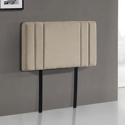 Linen Fabric Single Bed Deluxe Headboard Bedhead - Beige - Cosy Abode