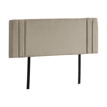 Linen Fabric King Bed Deluxe Headboard Bedhead - Beige - Cosy Abode