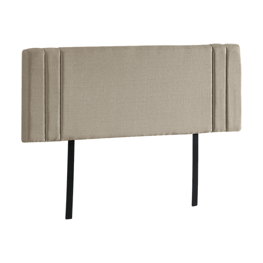 Linen Fabric King Bed Deluxe Headboard Bedhead - Beige - Cosy Abode