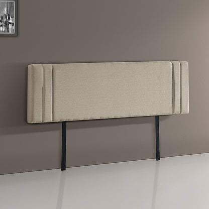 Linen Fabric King Bed Deluxe Headboard Bedhead - Beige - Cosy Abode