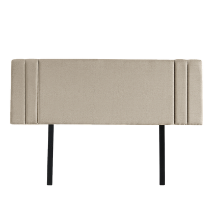 Linen Fabric King Bed Deluxe Headboard Bedhead - Beige - Cosy Abode