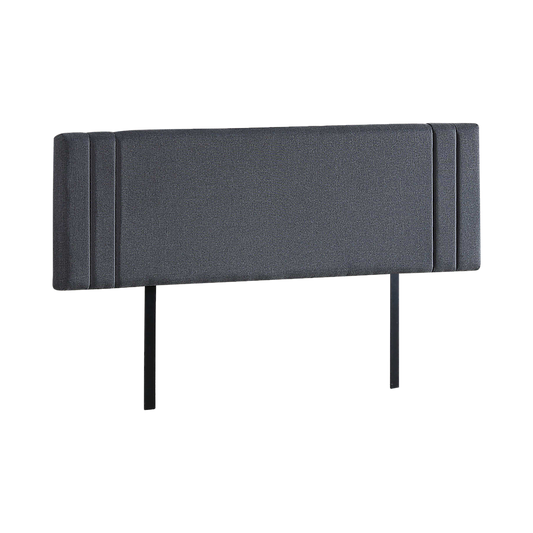 Linen Fabric King Bed Deluxe Headboard Bedhead - Grey - Cosy Abode