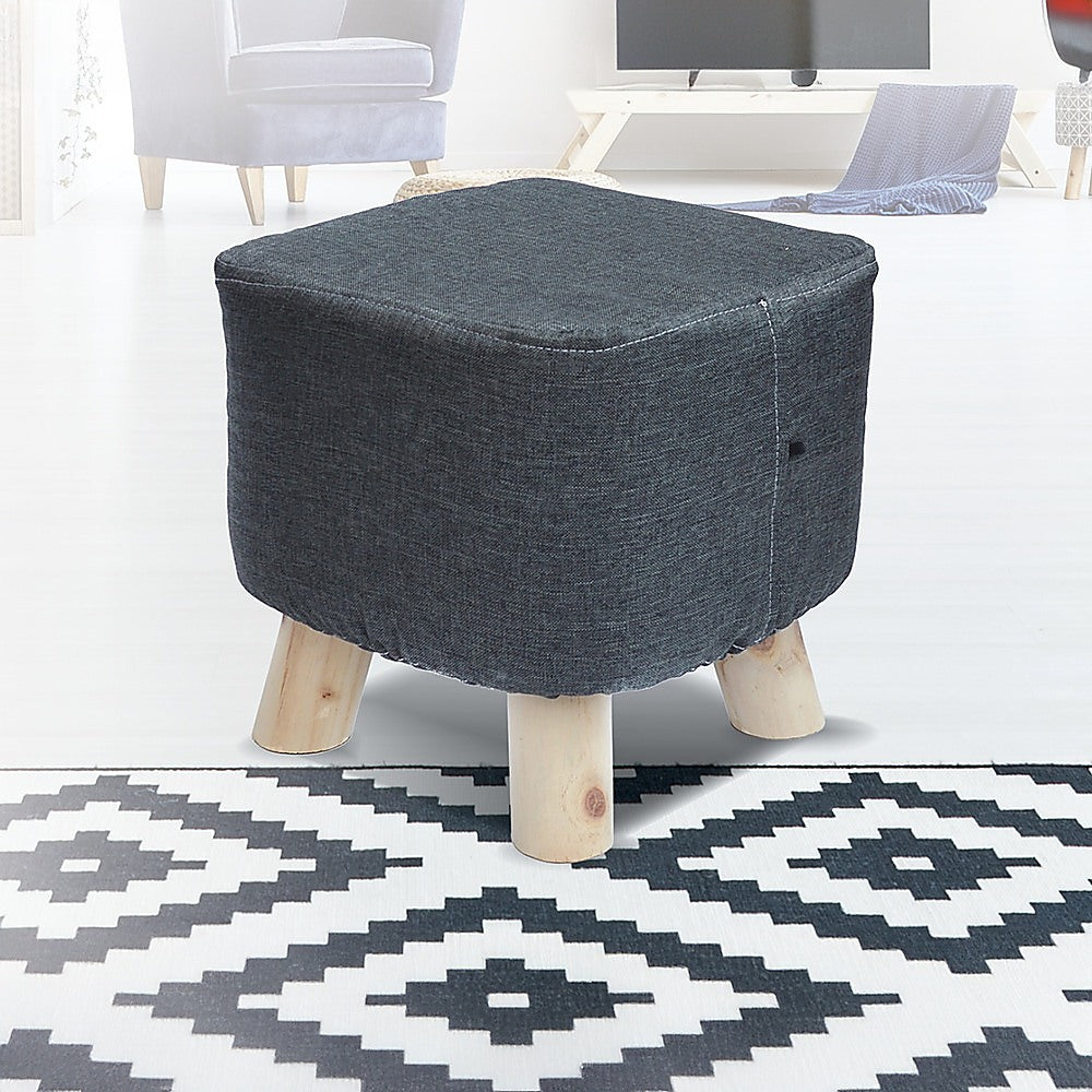 Fabric Ottoman Foot Stool Rest Pouffe Footstool Wood Storage Padded Seat - Cosy Abode