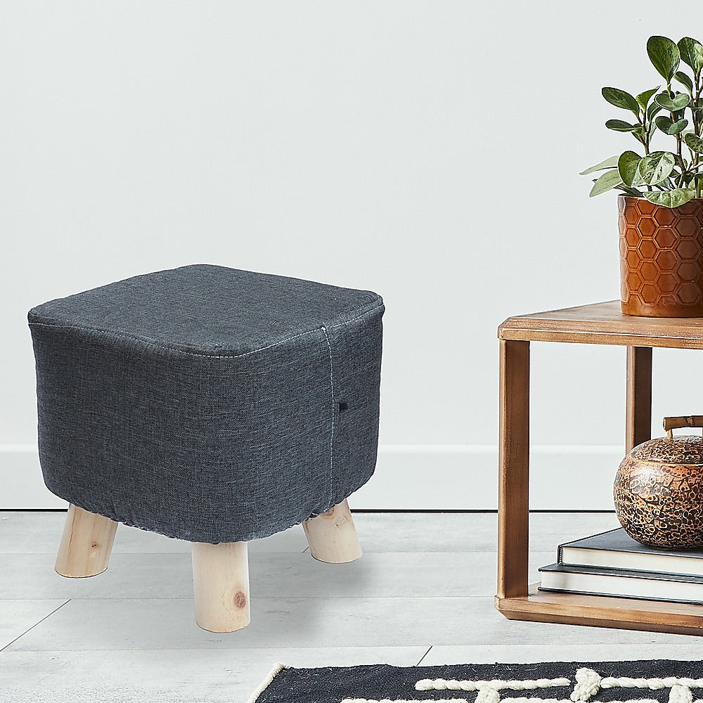 Fabric Ottoman Foot Stool Rest Pouffe Footstool Wood Storage Padded Seat - Cosy Abode
