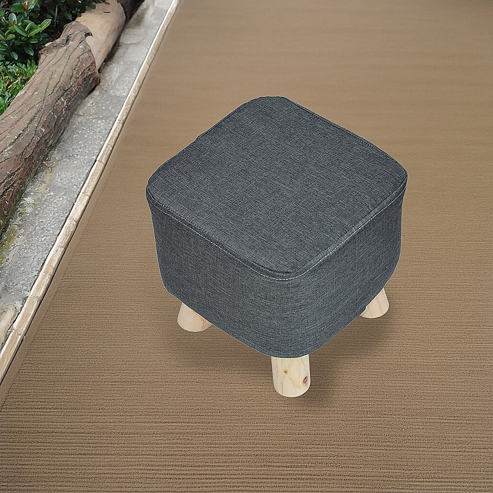 Fabric Ottoman Foot Stool Rest Pouffe Footstool Wood Storage Padded Seat - Cosy Abode
