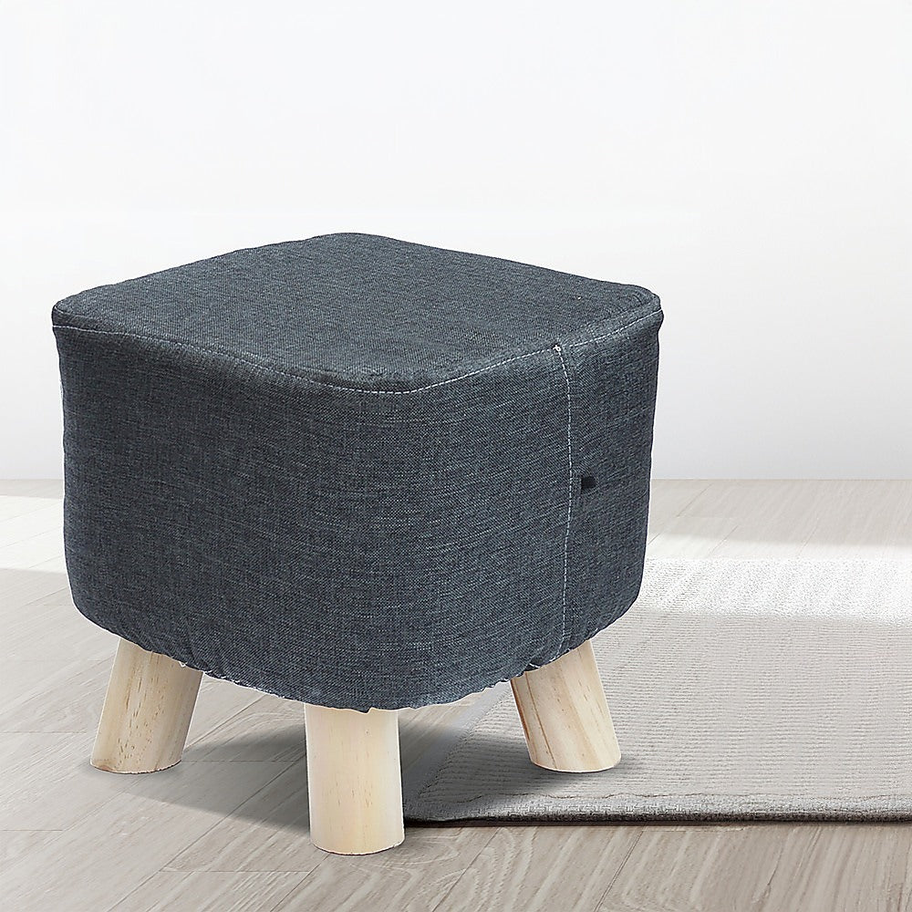 Fabric Ottoman Foot Stool Rest Pouffe Footstool Wood Storage Padded Seat - Cosy Abode