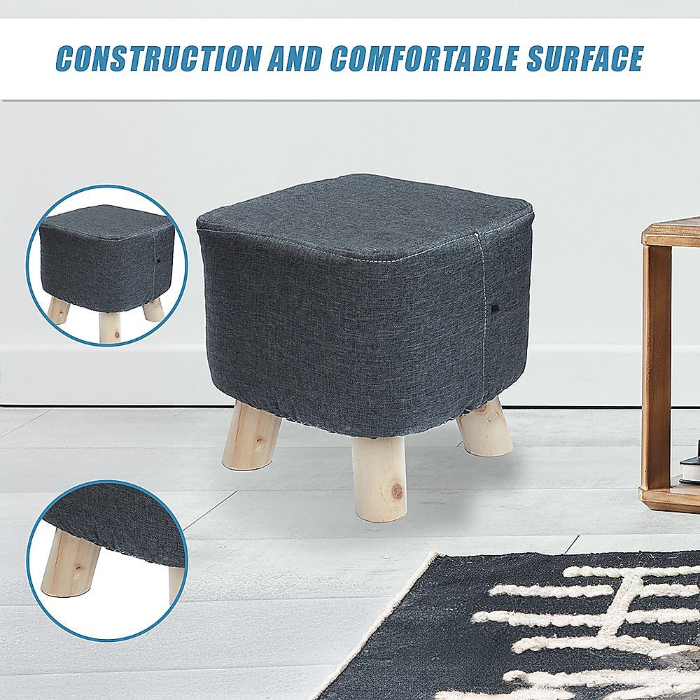Fabric Ottoman Foot Stool Rest Pouffe Footstool Wood Storage Padded Seat - Cosy Abode