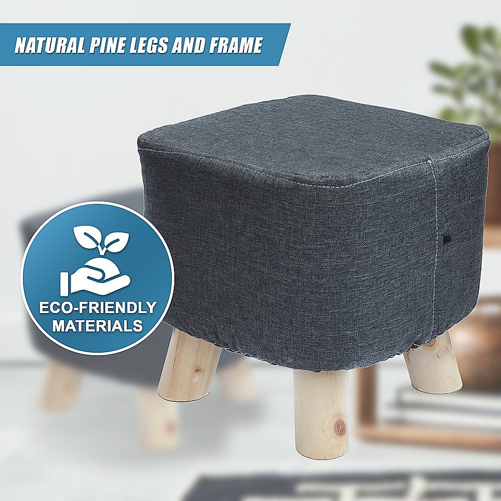 Fabric Ottoman Foot Stool Rest Pouffe Footstool Wood Storage Padded Seat - Cosy Abode