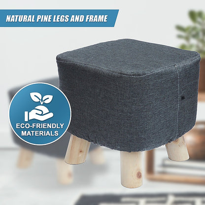 Fabric Ottoman Foot Stool Rest Pouffe Footstool Wood Storage Padded Seat - Cosy Abode
