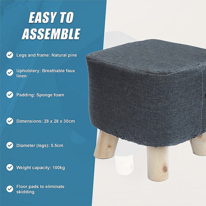 Fabric Ottoman Foot Stool Rest Pouffe Footstool Wood Storage Padded Seat - Cosy Abode