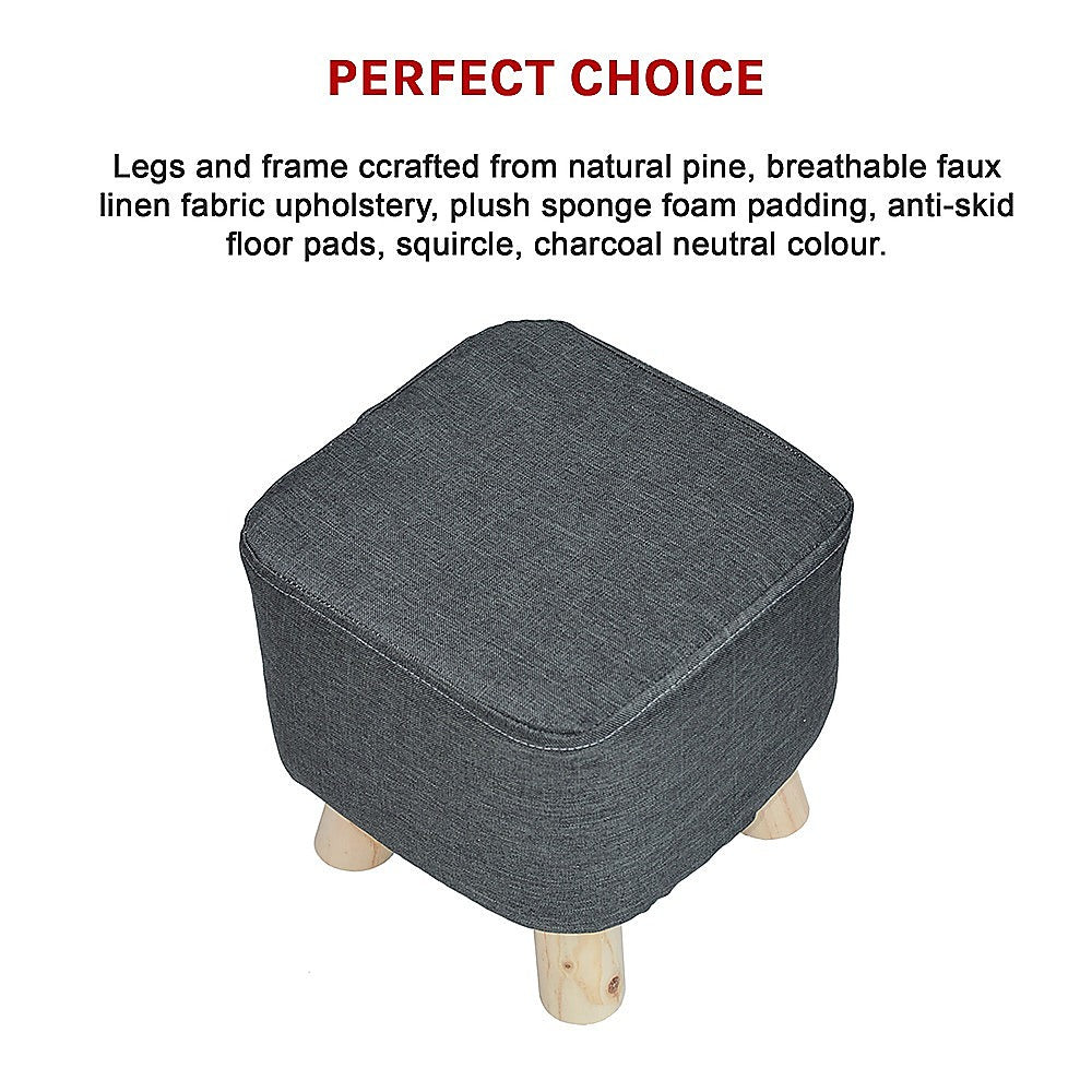 Fabric Ottoman Foot Stool Rest Pouffe Footstool Wood Storage Padded Seat - Cosy Abode