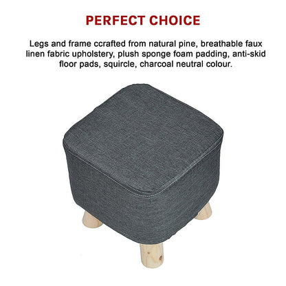 Fabric Ottoman Foot Stool Rest Pouffe Footstool Wood Storage Padded Seat - Cosy Abode