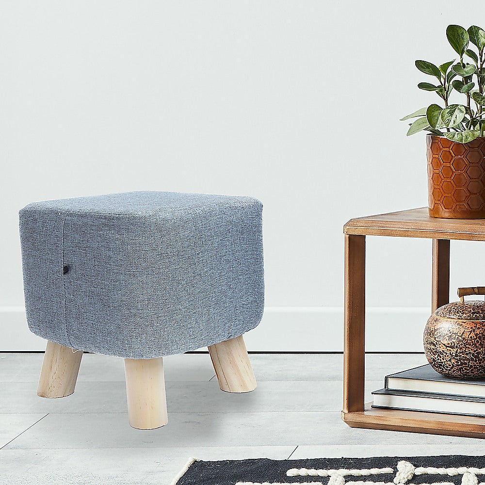Fabric Ottoman Foot Stool Rest Pouffe Footstool Wood Storage Padded Seat - Cosy Abode