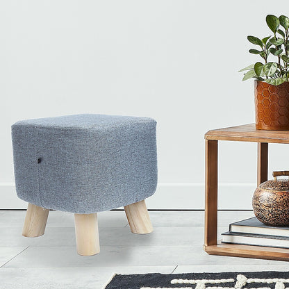 Fabric Ottoman Foot Stool Rest Pouffe Footstool Wood Storage Padded Seat - Cosy Abode