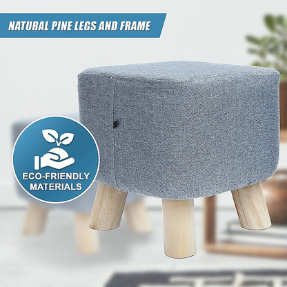 Fabric Ottoman Foot Stool Rest Pouffe Footstool Wood Storage Padded Seat - Cosy Abode