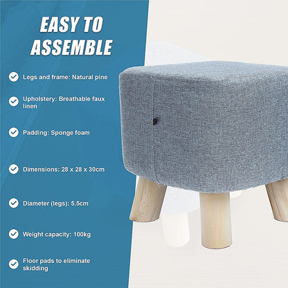 Fabric Ottoman Foot Stool Rest Pouffe Footstool Wood Storage Padded Seat - Cosy Abode