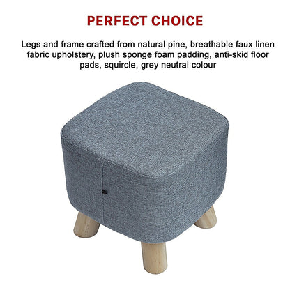 Fabric Ottoman Foot Stool Rest Pouffe Footstool Wood Storage Padded Seat - Cosy Abode