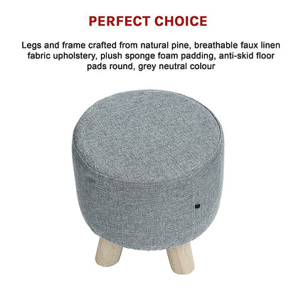Fabric Ottoman Foot Stool Rest Pouffe Footstool Wood Storage Padded Seat - Cosy Abode