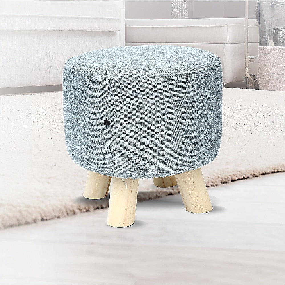 Fabric Ottoman Foot Stool Rest Pouffe Footstool Wood Storage Padded Seat - Cosy Abode