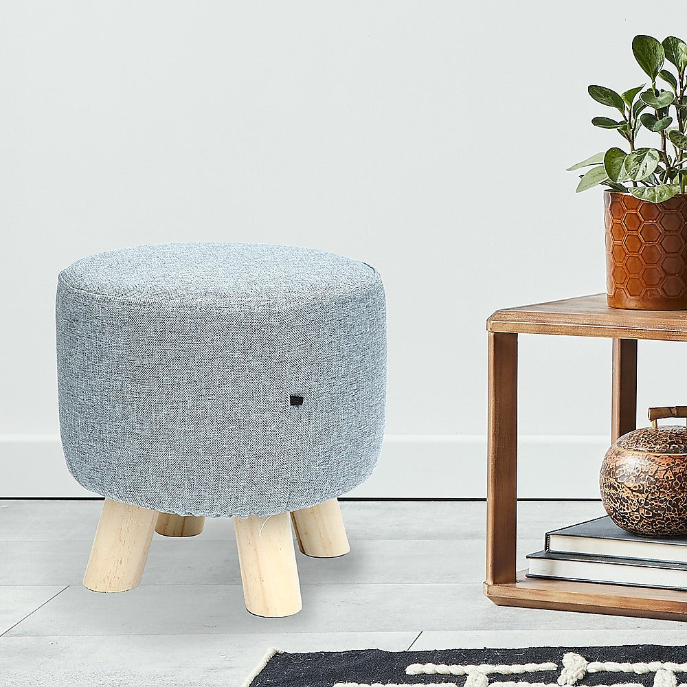 Fabric Ottoman Foot Stool Rest Pouffe Footstool Wood Storage Padded Seat - Cosy Abode