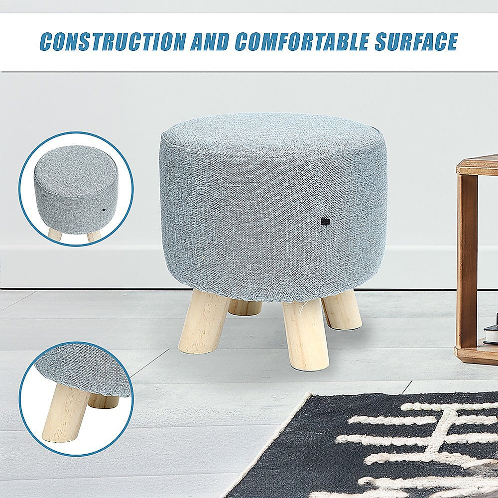 Fabric Ottoman Foot Stool Rest Pouffe Footstool Wood Storage Padded Seat - Cosy Abode