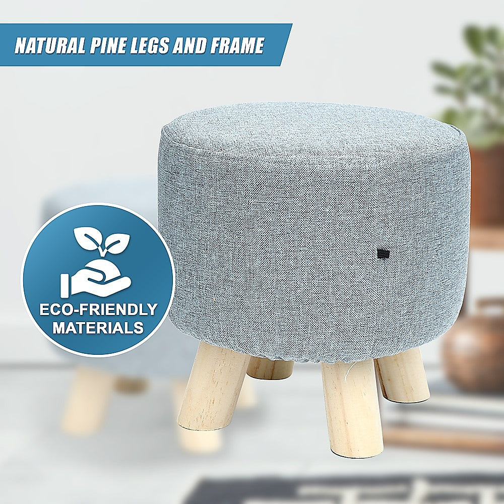Fabric Ottoman Foot Stool Rest Pouffe Footstool Wood Storage Padded Seat - Cosy Abode