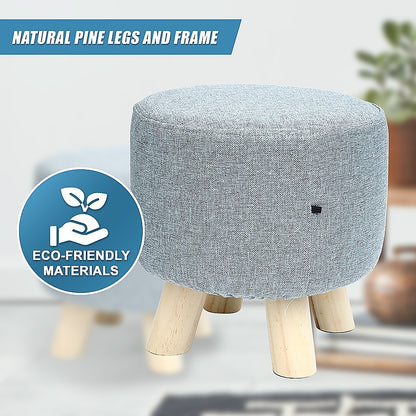 Fabric Ottoman Foot Stool Rest Pouffe Footstool Wood Storage Padded Seat - Cosy Abode