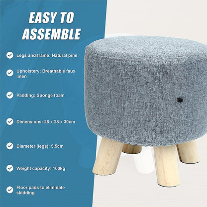 Fabric Ottoman Foot Stool Rest Pouffe Footstool Wood Storage Padded Seat - Cosy Abode