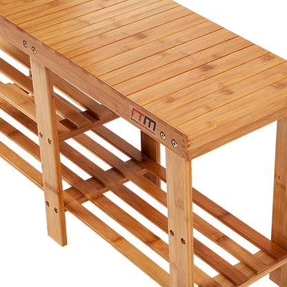 Bamboo Shoe Rack Wooden Bench Storage Organiser Cabinet Holder Stool - Cosy Abode