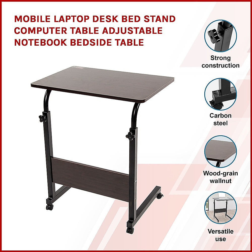 Mobile Laptop Desk Bed Stand Computer Table Adjustable Notebook Bedside Table - Cosy Abode
