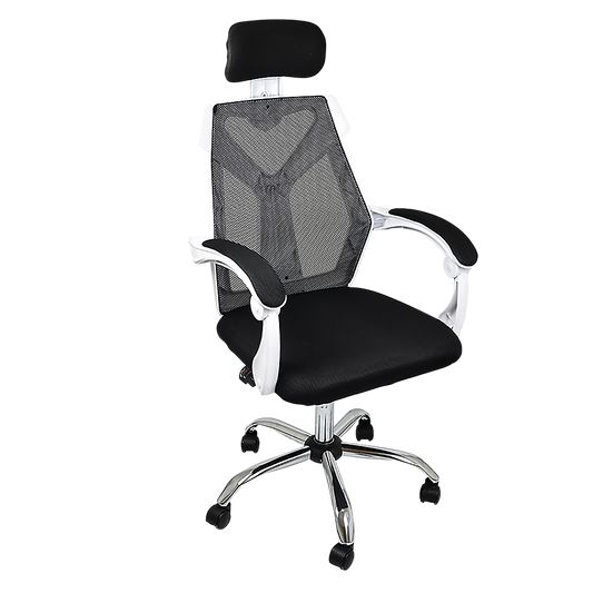 Office Chair Gaming Computer Chairs Mesh Back Foam Seat - White - Cosy Abode