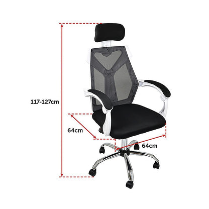 Office Chair Gaming Computer Chairs Mesh Back Foam Seat - White - Cosy Abode
