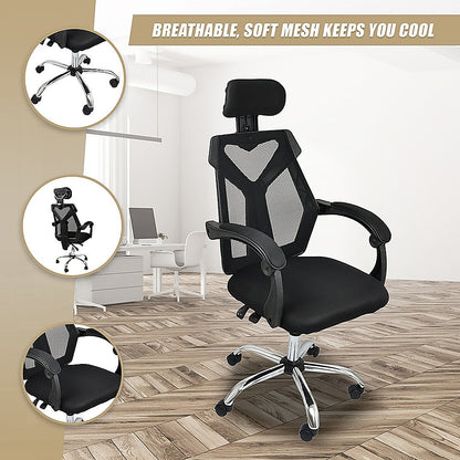 Office Chair Gaming Computer Chairs Mesh Back Foam Seat - Black - Cosy Abode