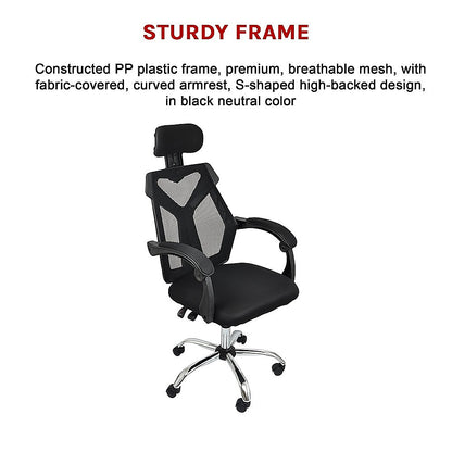 Office Chair Gaming Computer Chairs Mesh Back Foam Seat - Black - Cosy Abode