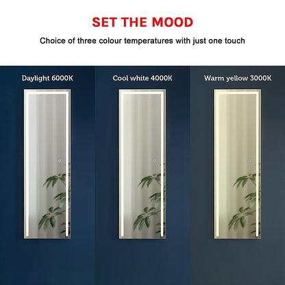 LED Full Length Mirror Standing Floor Makeup Wall Light Mirror 160cm x 50cm - Cosy Abode