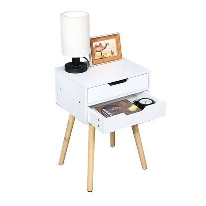 Wooden Bedside Table 2 Drawers Cabinet Storage Tall Night Stand - Cosy Abode