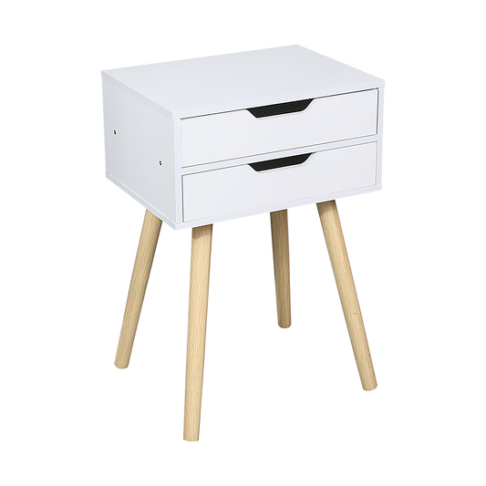 Wooden Bedside Table 2 Drawers Cabinet Storage Tall Night Stand - Cosy Abode