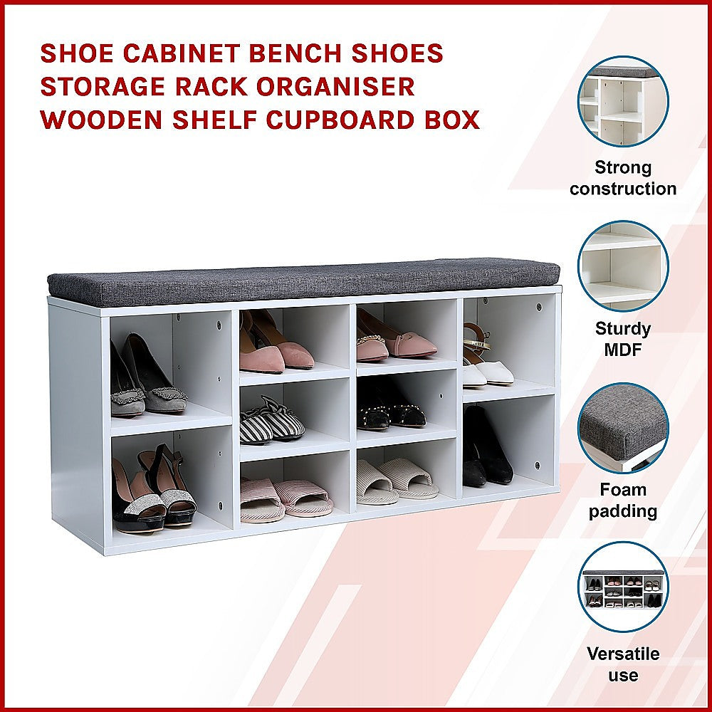 Shoe Cabinet Bench Shoes Storage Rack Organiser Wooden Shelf Cupboard Box - Cosy Abode