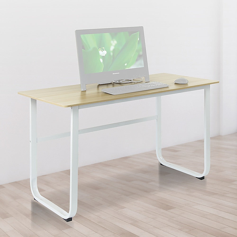 Wood & Steel Solid Computer Desk Home Office Furniture - Cosy Abode