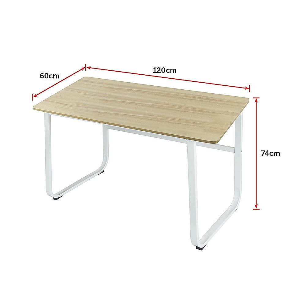 Wood & Steel Solid Computer Desk Home Office Furniture - Cosy Abode