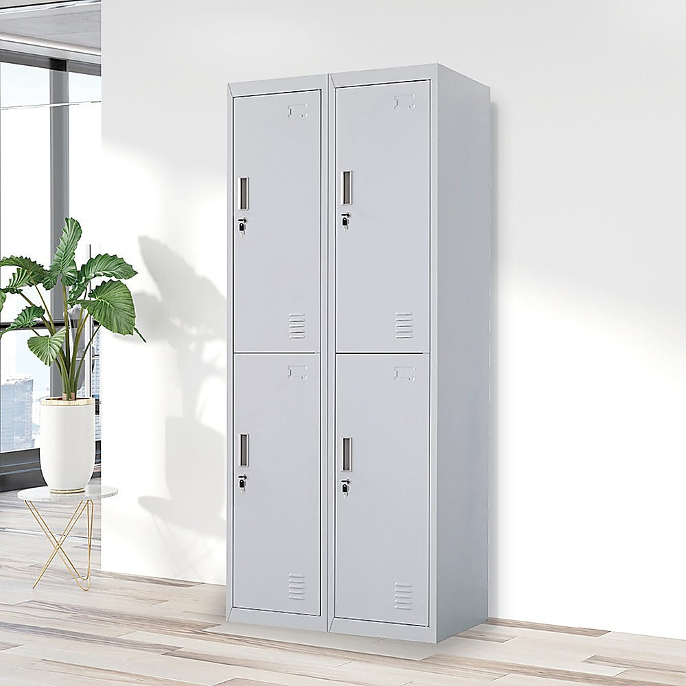 Four-Door Office Locker - Grey - Cosy Abode