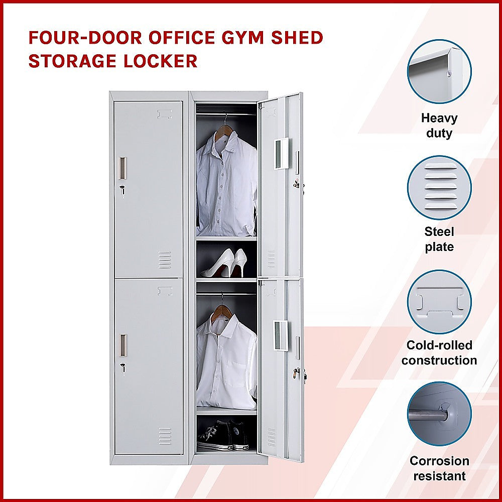 Four-Door Office Locker - Grey - Cosy Abode