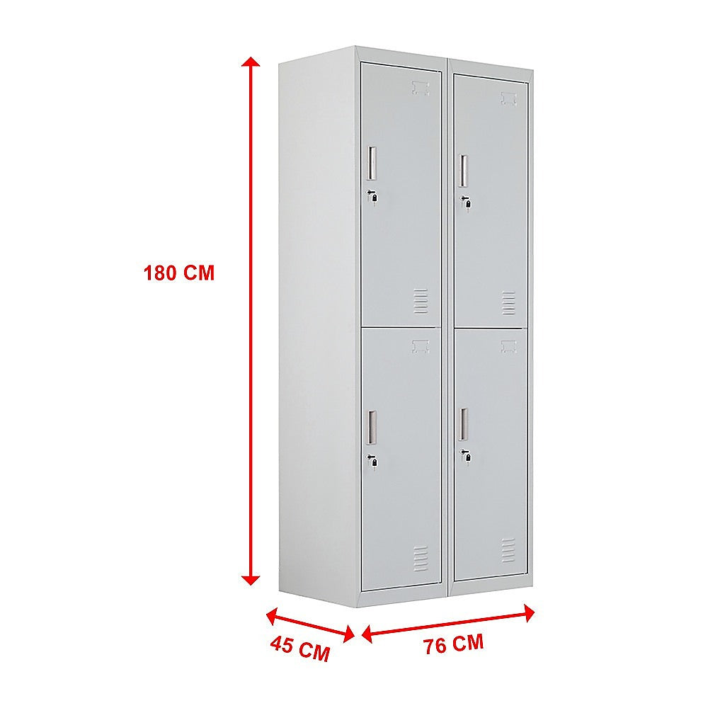 Four-Door Office Locker - Grey - Cosy Abode