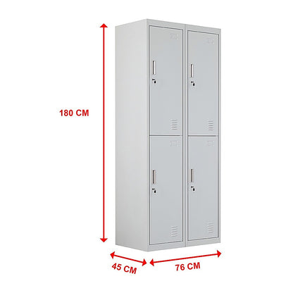 Four-Door Office Locker - Grey - Cosy Abode