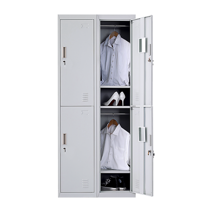 Four-Door Office Locker - Grey - Cosy Abode