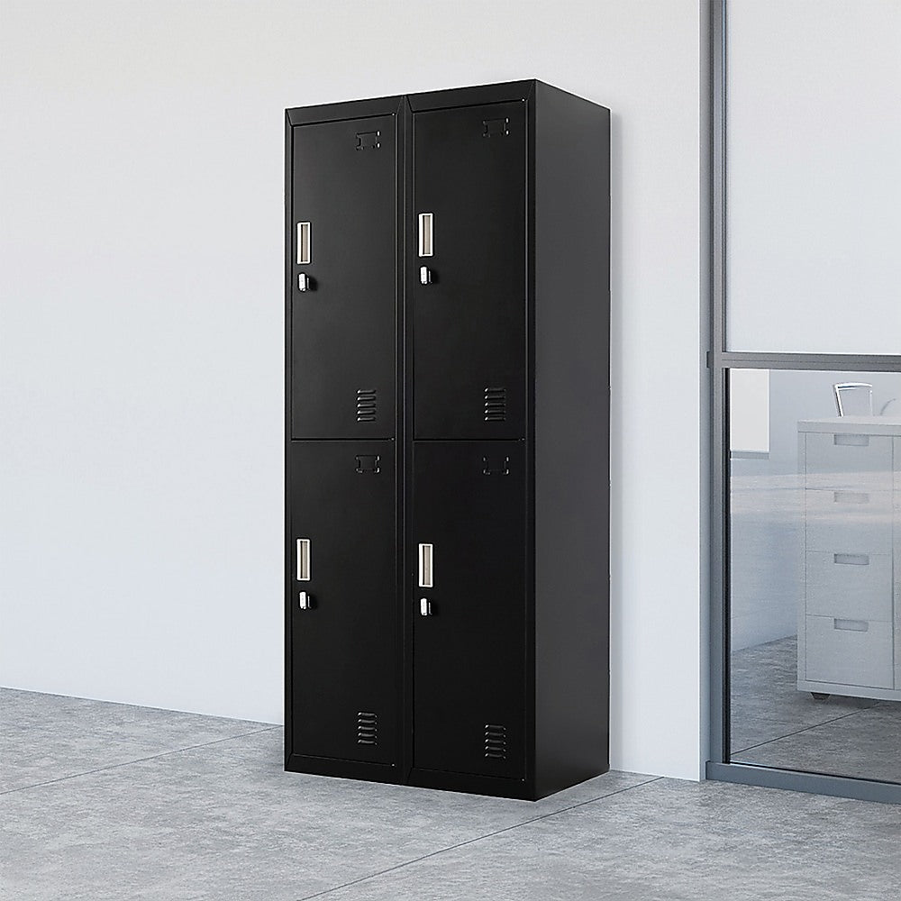 Four-Door Office Locker - Black - Cosy Abode