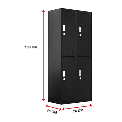 Four-Door Office Locker - Black - Cosy Abode