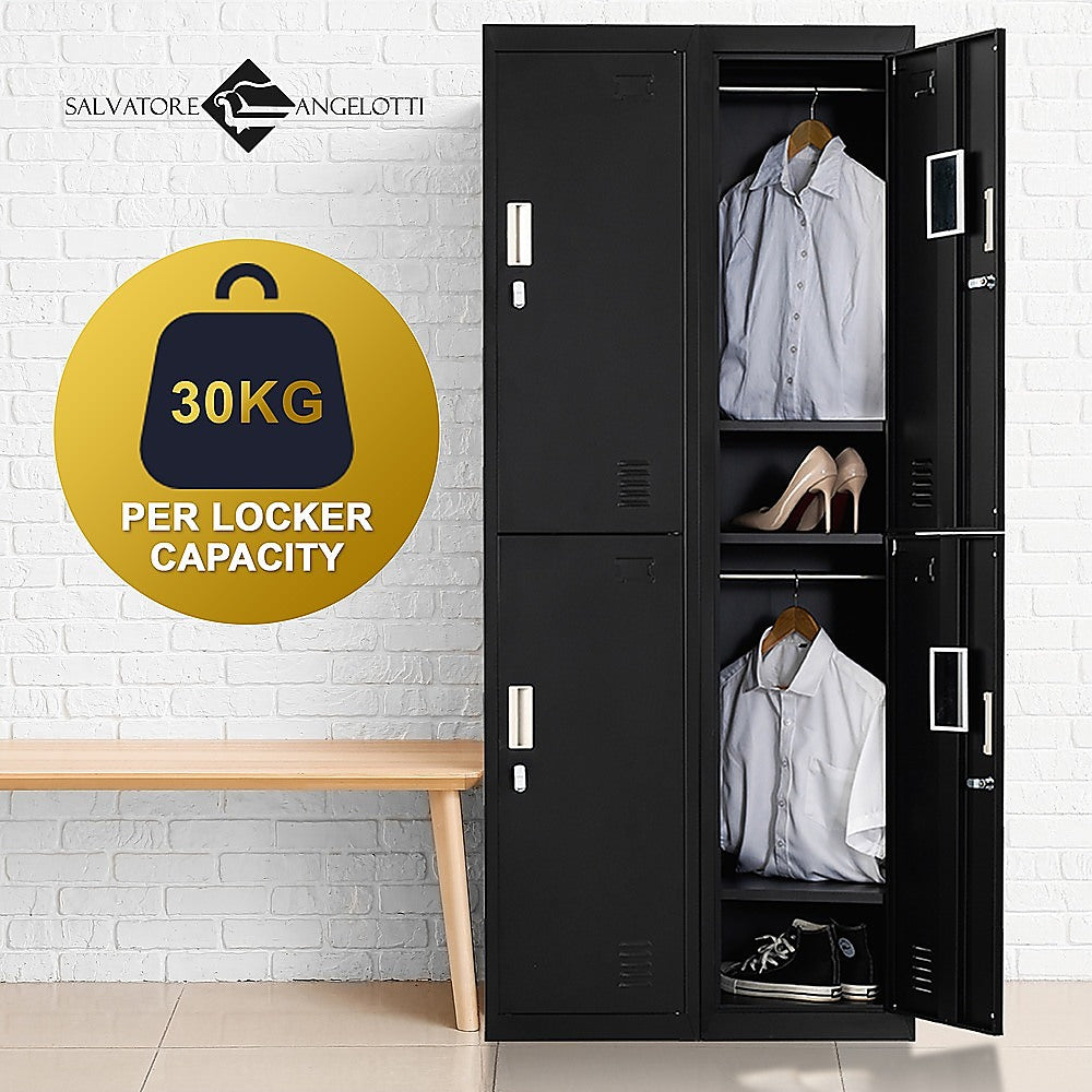 Four-Door Office Locker - Black - Cosy Abode