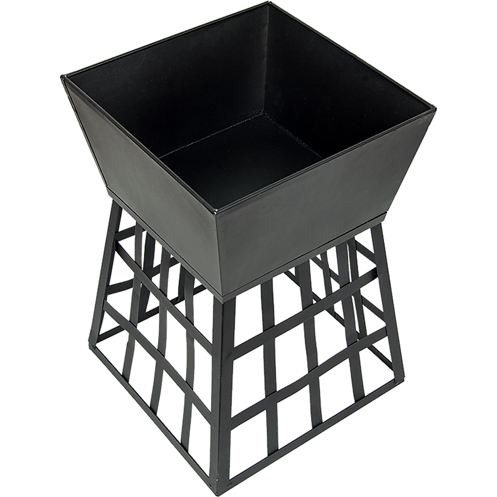 Black Fire Pit Square Log Patio Garden Heater Outdoor Table Top BBQ Camping - Cosy Abode