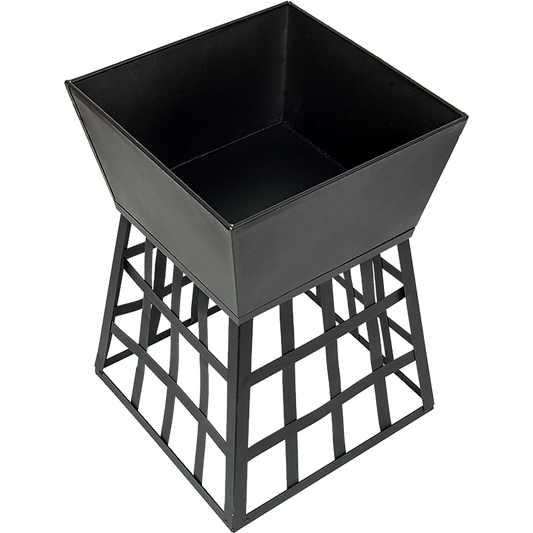 Black Fire Pit Square Log Patio Garden Heater Outdoor Table Top BBQ Camping - Cosy Abode